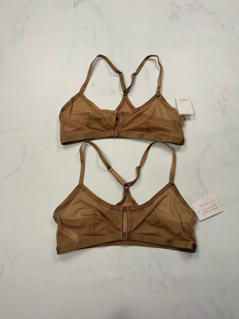 Auden Mesh Bra Bra Tan Modern Minimalist Cropped Fit Lot of 2 - Regular M